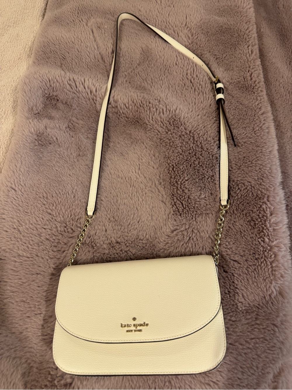 kate spade cream pebbled leather chain-strap crossbody